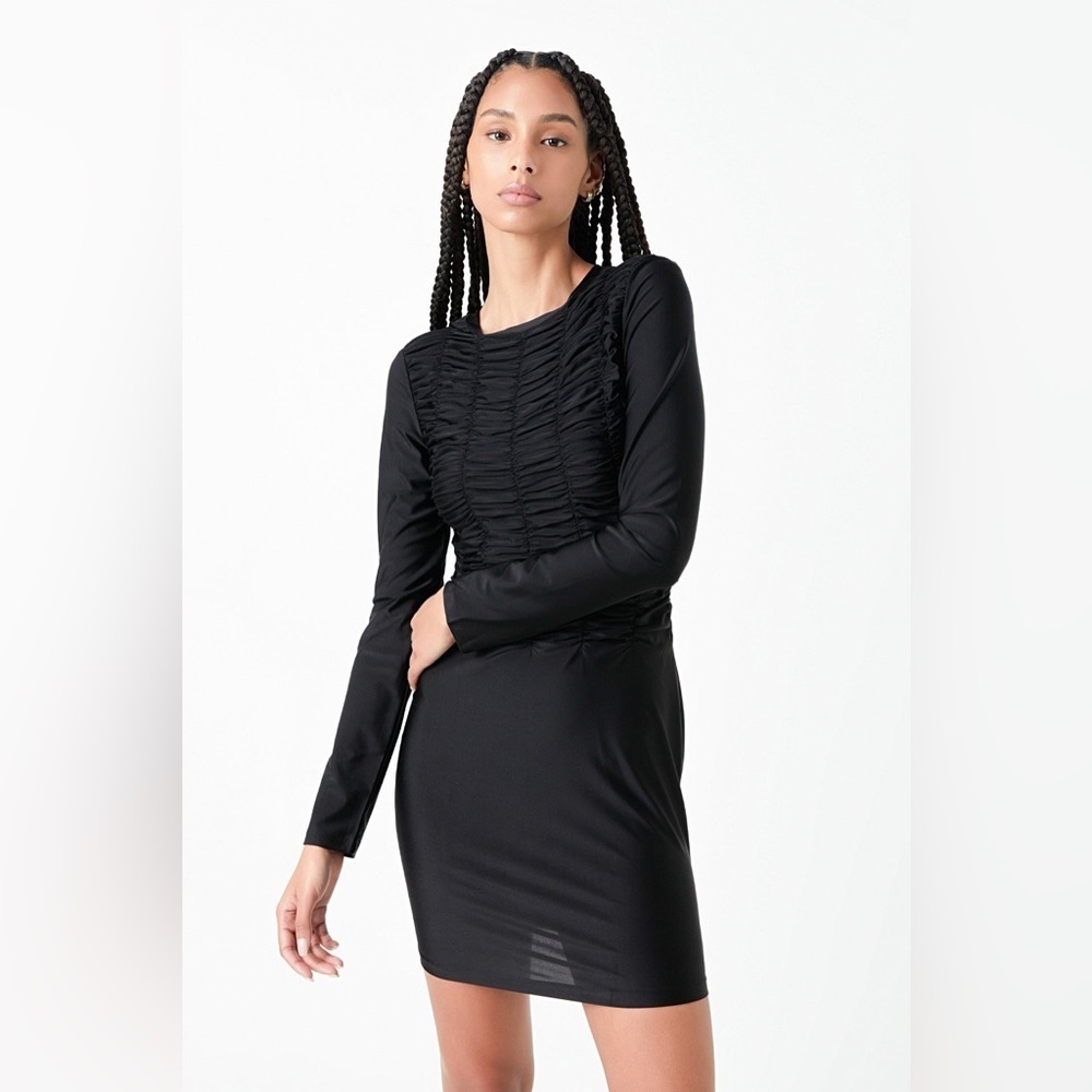 Grey Lab Black Gathered Mini Dress Size Small NWT Cocktail Party